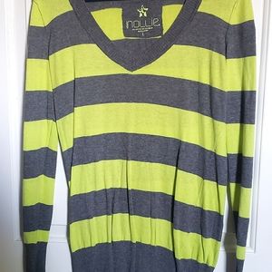 Nollie thin sweater lime/grey Large